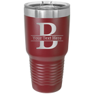 Personalized maroon 30 oz vacuum insulated tumbler with 'Monogram letter B' design