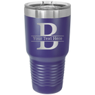 Personalized purple 30 oz vacuum insulated tumbler with 'Monogram letter B' design