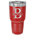Personalized red 30 oz vacuum insulated tumbler with 'Monogram letter B' design