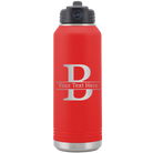 Personalized red 32 oz vacuum insulated water bottle with 'Monogram letter B' design
