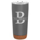 Personalized storm gray 20 oz vacuum insulated tumbler with 'Monogram letter B' design