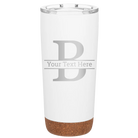 Personalized white 20 oz vacuum insulated tumbler with 'Monogram letter B' design