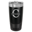 Personalized black 20 oz vacuum insulated tumbler with 'Monogram letter C' design