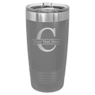 Personalized dark gray 20 oz vacuum insulated tumbler with 'Monogram letter C' design