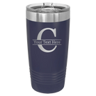Personalized navy 20 oz vacuum insulated tumbler with 'Monogram letter C' design