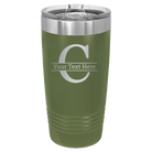 Personalized olive green 20 oz vacuum insulated tumbler with 'Monogram letter C' design