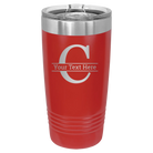 Personalized red 20 oz vacuum insulated tumbler with 'Monogram letter C' design