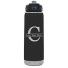Personalized black 20 oz vacuum insulated water bottle with 'Monogram letter C' design