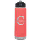 Personalized coral 20 oz vacuum insulated water bottle with 'Monogram letter C' design