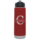 Personalized maroon 20 oz vacuum insulated water bottle with 'Monogram letter C' design