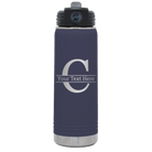 Personalized navy 20 oz vacuum insulated water bottle with 'Monogram letter C' design