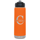 Personalized orange 20 oz vacuum insulated water bottle with 'Monogram letter C' design