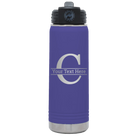 Personalized purple 20 oz vacuum insulated water bottle with 'Monogram letter C' design