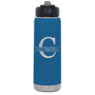 Personalized royal blue 20 oz vacuum insulated water bottle with 'Monogram letter C' design