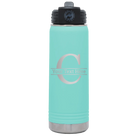 Personalized teal 20 oz vacuum insulated water bottle with 'Monogram letter C' design