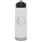 Personalized white 20 oz vacuum insulated water bottle with 'Monogram letter C' design