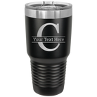Personalized black 30 oz vacuum insulated tumbler with 'Monogram letter C' design
