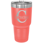 Personalized coral 30 oz vacuum insulated tumbler with 'Monogram letter C' design