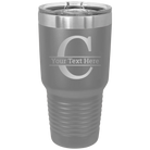 Personalized dark gray 30 oz vacuum insulated tumbler with 'Monogram letter C' design