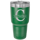 Personalized green 30 oz vacuum insulated tumbler with 'Monogram letter C' design