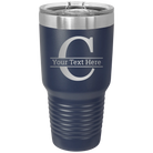 Personalized navy 30 oz vacuum insulated tumbler with 'Monogram letter C' design