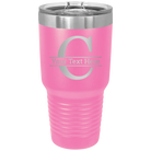 Personalized pink 30 oz vacuum insulated tumbler with 'Monogram letter C' design