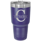 Personalized purple 30 oz vacuum insulated tumbler with 'Monogram letter C' design