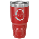 Personalized red 30 oz vacuum insulated tumbler with 'Monogram letter C' design