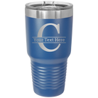 Personalized royal blue 30 oz vacuum insulated tumbler with 'Monogram letter C' design
