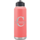 Personalized coral 32 oz vacuum insulated water bottle with 'Monogram letter C' design