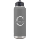 Personalized dark gray 32 oz vacuum insulated water bottle with 'Monogram letter C' design