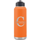 Personalized orange 32 oz vacuum insulated water bottle with 'Monogram letter C' design