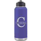 Personalized purple 32 oz vacuum insulated water bottle with 'Monogram letter C' design