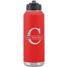 Personalized red 32 oz vacuum insulated water bottle with 'Monogram letter C' design