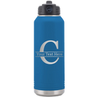 Personalized royal blue 32 oz vacuum insulated water bottle with 'Monogram letter C' design