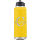 Personalized yellow 32 oz vacuum insulated water bottle with 'Monogram letter C' design