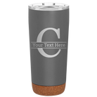 Personalized storm gray 20 oz vacuum insulated tumbler with 'Monogram letter C' design