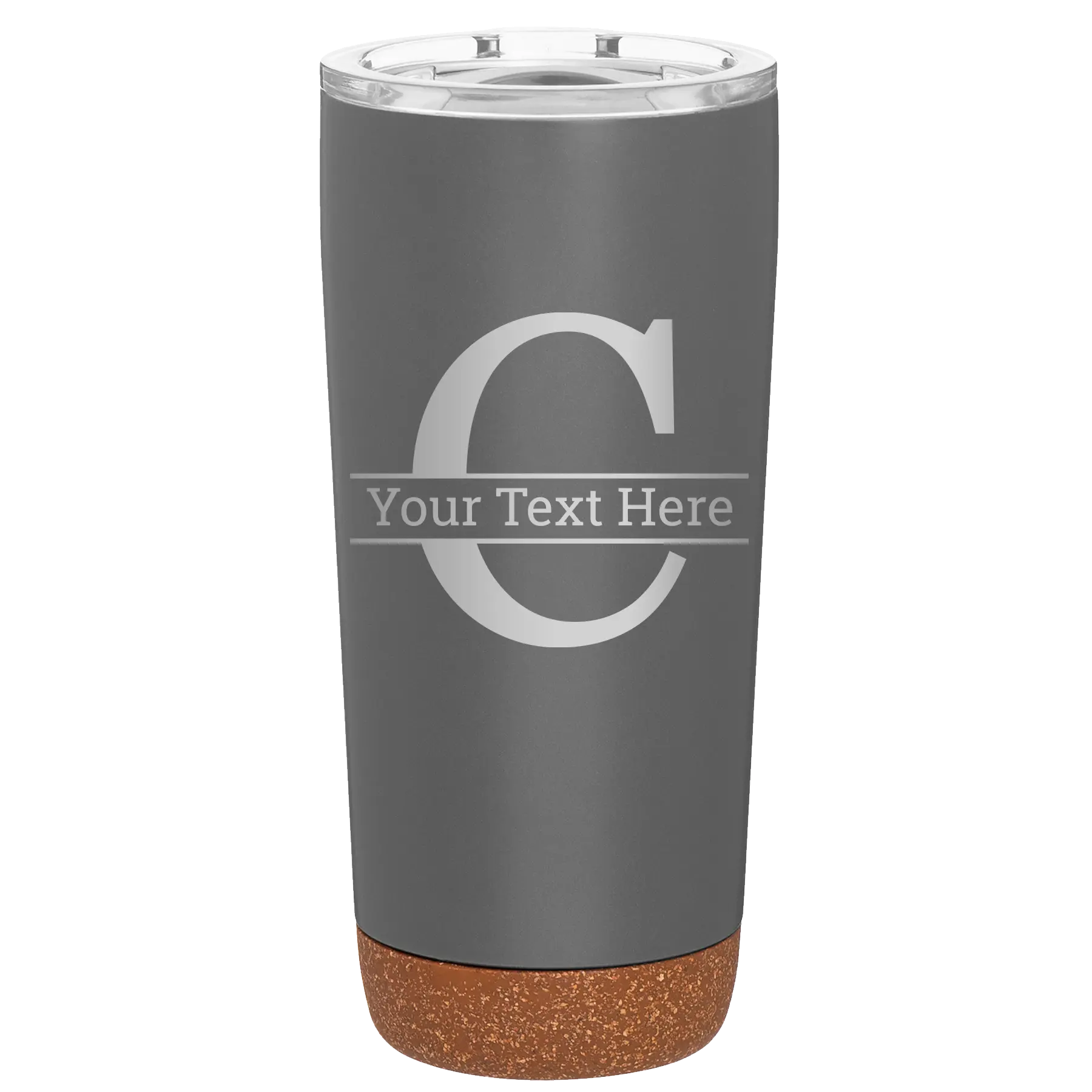 Personalized storm gray 20 oz vacuum insulated tumbler with 'Monogram letter C' design