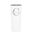 Personalized white 20 oz vacuum insulated tumbler with 'Monogram letter C' design