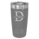 Personalized dark gray 20 oz vacuum insulated tumbler with 'Monogram letter D' design