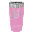 Personalized light purple 20 oz vacuum insulated tumbler with 'Monogram letter D' design