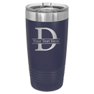 Personalized navy 20 oz vacuum insulated tumbler with 'Monogram letter D' design