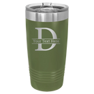 Personalized olive green 20 oz vacuum insulated tumbler with 'Monogram letter D' design