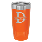 Personalized orange 20 oz vacuum insulated tumbler with 'Monogram letter D' design