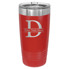 Personalized red 20 oz vacuum insulated tumbler with 'Monogram letter D' design