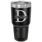 Personalized black 30 oz vacuum insulated tumbler with 'Monogram letter D' design
