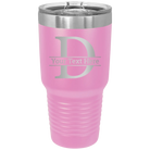 Personalized light purple 30 oz vacuum insulated tumbler with 'Monogram letter D' design