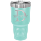 Personalized teal 30 oz vacuum insulated tumbler with 'Monogram letter D' design