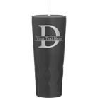 Personalized black 20 oz vacuum insulated tumbler with 'Monogram letter D' design