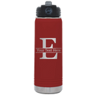 Personalized maroon 20 oz vacuum insulated water bottle with 'Monogram letter E' design